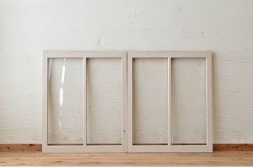 アンティークペイント引き戸(ガラス戸)2枚セット2