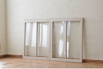 アンティークペイント引き戸(ガラス戸)2枚セット3