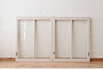 アンティークペイント引き戸(ガラス戸)2枚セット3