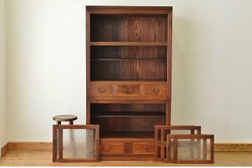 アンティーク家具　古民具　骨董　結霜ガラス水屋箪笥(食器棚)