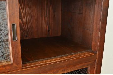 アンティーク家具　古民具　骨董　結霜ガラス水屋箪笥(食器棚)