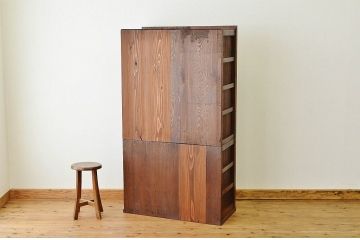 アンティーク家具　古民具　骨董　結霜ガラス水屋箪笥(食器棚)