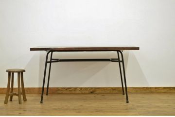 アンティーク家具　天板無垢材の鉄脚アンティークテーブル7