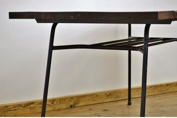 アンティーク家具　天板無垢材の鉄脚アンティークテーブル7