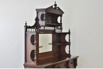 アンティーク家具　豪華　明治時代の洋館で使われていた彫刻総栗材国産特大キャビネット