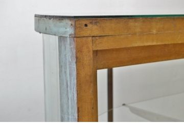 アンティーク家具　ペンキの剥げたR型アンティークガラスケース(ショーケース)