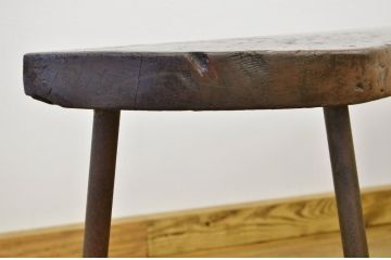 アンティーク家具　鉄脚の変り型ベンチ(アイアン、長イス、長椅子)