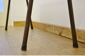 アンティーク家具　古い欅材の鉄脚のベンチ(アイアン、長イス、長椅子)