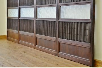 アンティーク　シックな格子戸4枚セット(裏障子付き)