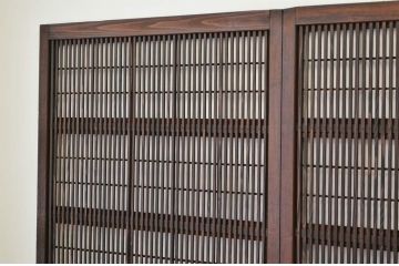 アンティーク　シックな格子戸4枚セット(裏障子付き)