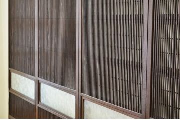 アンティーク　シックな格子戸4枚セット(裏障子付き)