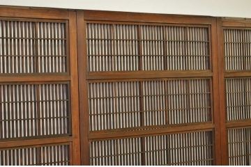 アンティーク　シックな格子戸4枚セット(裏障子付き)