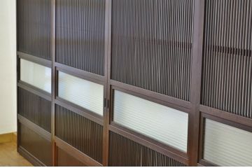 アンティーク　銀モールガラス格子戸4枚セット