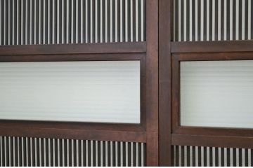 アンティーク　銀モールガラス格子戸4枚セット