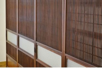 古民具　骨董　古い木のダイヤガラス格子戸4枚セット(裏障子付き)