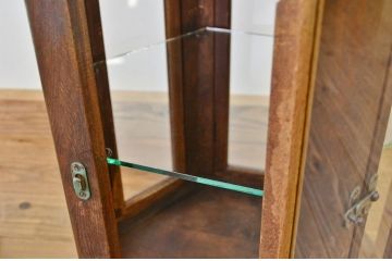 アンティーク家具　古いナラ材の六角回転ガラスケース(1)