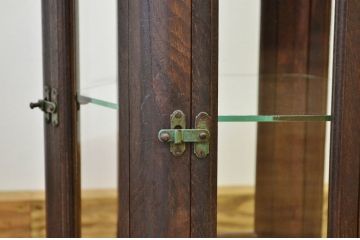 アンティーク家具　古いナラ材の六角回転ガラスケース(2)