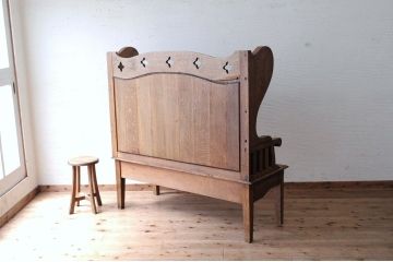 アンティーク家具　イギリスアンティーク!!オーク材のガーデンベンチ