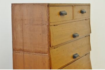 レトロ家具　昭和レトロ 引き出し付ペイントパタパタ下駄箱(収納棚)