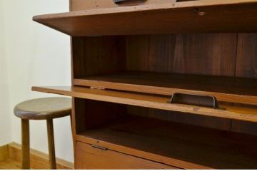 レトロ家具　昭和レトロ 引き出し付ペイントパタパタ下駄箱(収納棚)