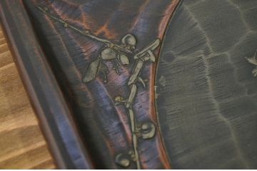 アンティーク雑貨　○古い水戸彫お盆硯箱など6点セット