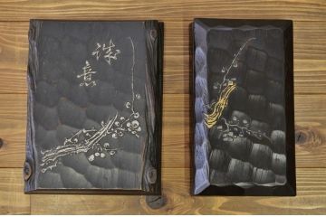 アンティーク雑貨　○古い水戸彫お盆硯箱など6点セット