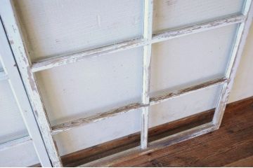 レトロ　古い学校のペンキの剥げた引き戸2枚セット6(窓)