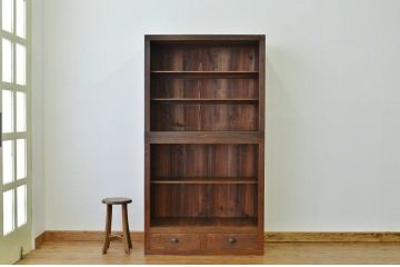 アンティーク家具　☆アンティーク　古い木の二段重ね引き出し付飾り棚(収納棚)