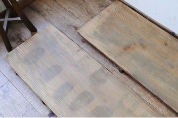 アンティーク家具　特大!古い木味の横長裁ち板2枚セット
