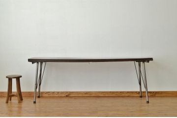 アンティーク家具　アンティーク　厚みのある古材を使用した鉄脚テーブル
