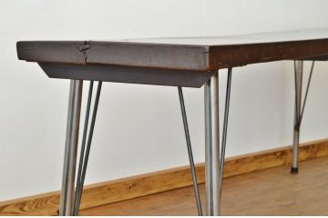 アンティーク家具　アンティーク　厚みのある古材を使用した鉄脚テーブル