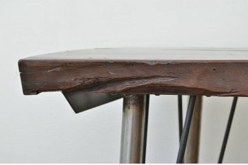 アンティーク家具　アンティーク　厚みのある古材を使用した鉄脚テーブル