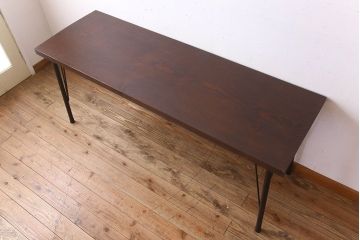 アンティーク家具　アンティーク 鉄脚と古い木の大きな作業台(テーブル・アイアン)