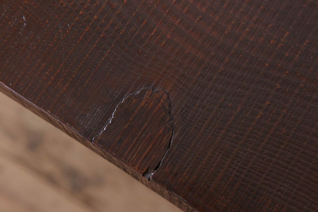 アンティーク家具　アンティーク 鉄脚と古い木の大きな作業台(テーブル・アイアン)