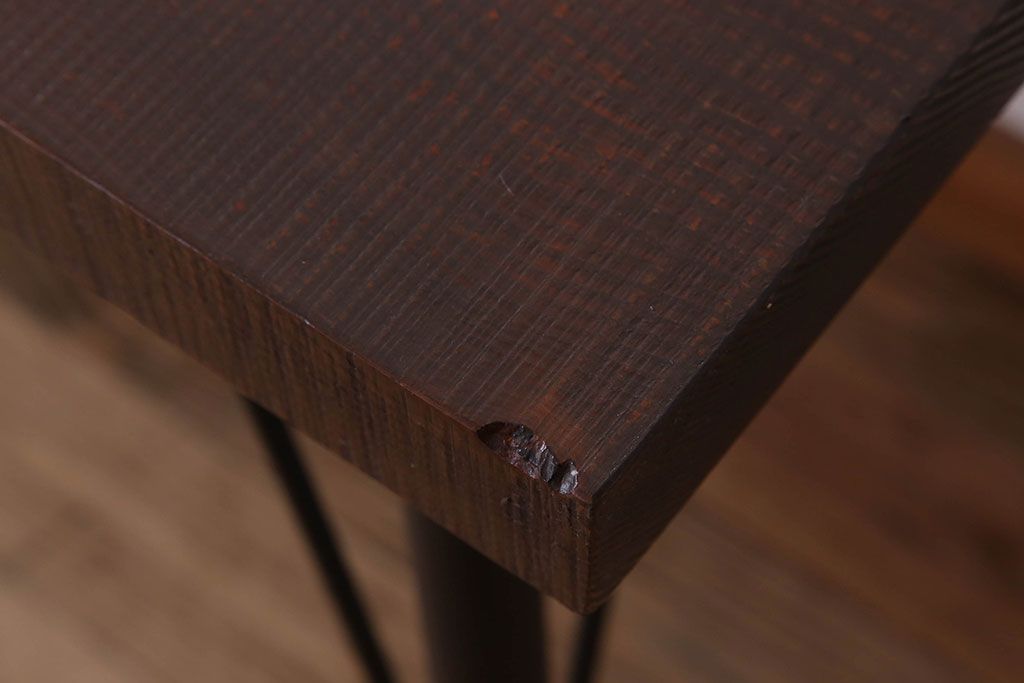 アンティーク家具　アンティーク 鉄脚と古い木の大きな作業台(テーブル・アイアン)