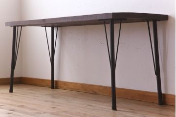 アンティーク家具　アンティーク 鉄脚と古い木の大きな作業台(テーブル・アイアン)