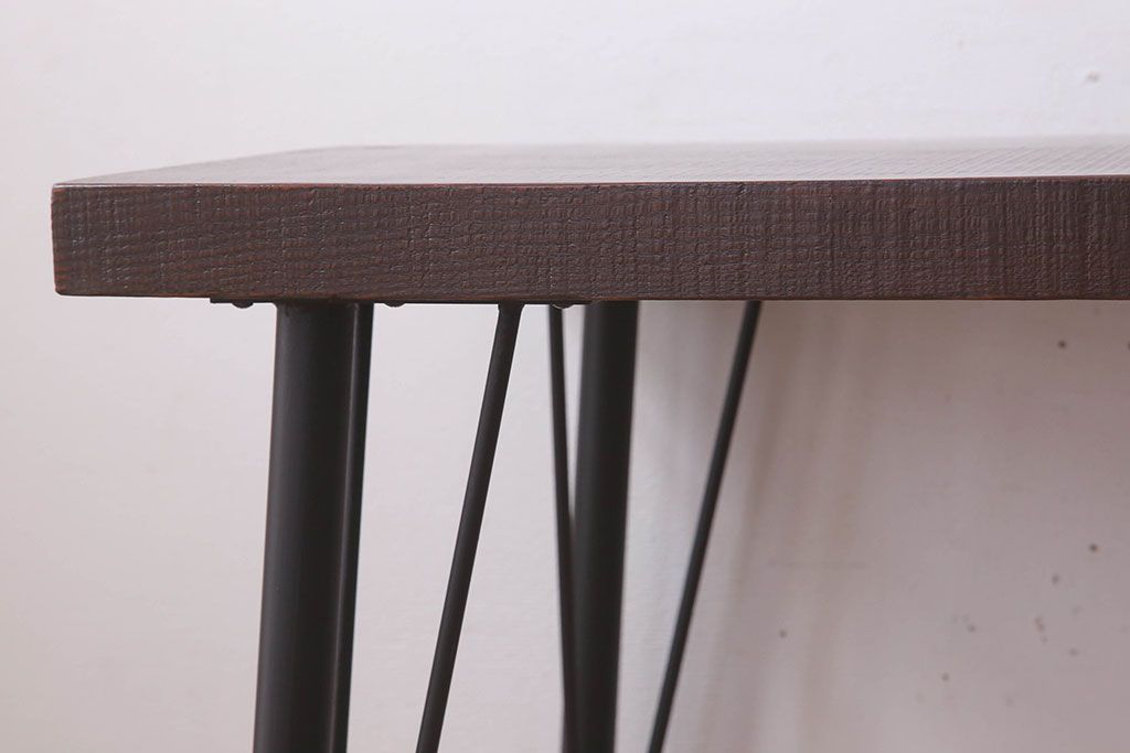 アンティーク家具　アンティーク 鉄脚と古い木の大きな作業台(テーブル・アイアン)