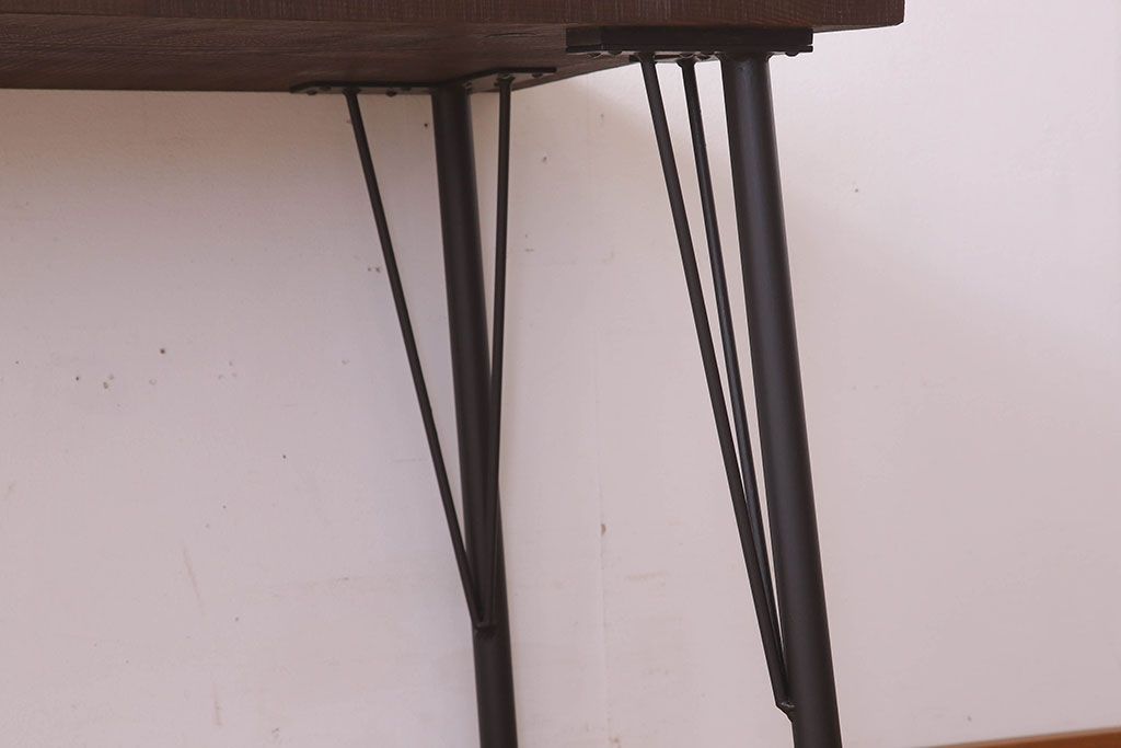 アンティーク家具　アンティーク 鉄脚と古い木の大きな作業台(テーブル・アイアン)