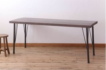 アンティーク家具　アンティーク 鉄脚と古い木の大きな作業台(テーブル・アイアン)