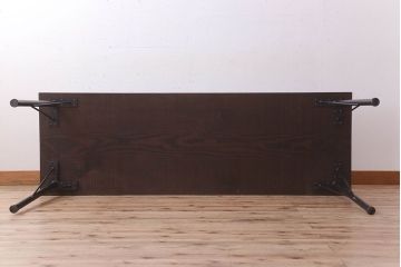 アンティーク家具　アンティーク 鉄脚と古い木の大きな作業台(テーブル・アイアン)