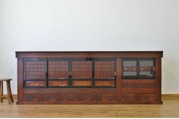 アンティーク家具　特大9尺前面欅水屋箪笥・サイドボード