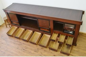 アンティーク家具　特大9尺前面欅水屋箪笥・サイドボード
