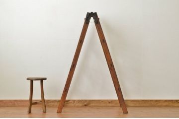 アンティーク雑貨　昭和レトロ 素敵な雰囲気のナラ材の脚立2(梯子・ラダー)
