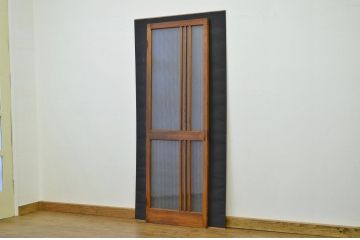 素敵なデザインの銀モールガラス入り細身のドア(扉・建具)
