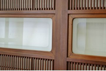 ★古民具 骨董 腰板欅の上質な格子戸(裏障子付き)3枚セット(引き戸)