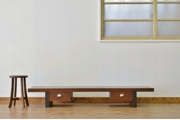 アンティーク家具　★古民具骨董　極厚天板の引出し付き裁ち板