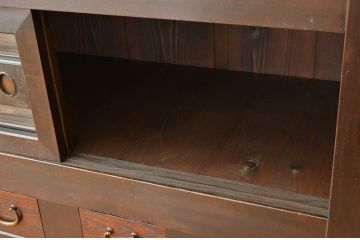 アンティーク家具　古民具・骨董 結霜ガラスの四尺水屋箪笥(サイドボード、食器棚、収納棚)
