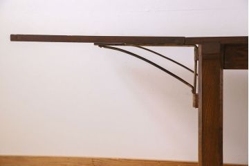 アンティーク　総ナラ材の重厚なバタフライテーブル(作業台・ダイニングテーブル)