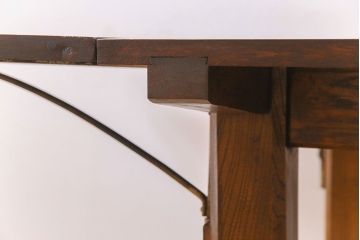 アンティーク　総ナラ材の重厚なバタフライテーブル(作業台・ダイニングテーブル)