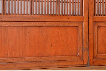 古民具　骨董　古い木のダイヤガラス格子戸4枚セット(裏障子付き)引き戸